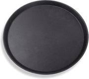 piatto da tavola, 35 x 2 cm, rotondo, nero, con trattamento antiscivolo, bordo alto, piatto da servizio, piatto da bar