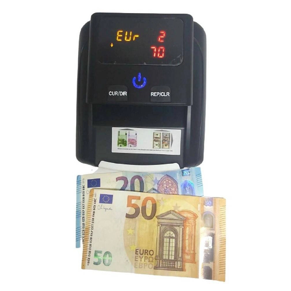 Trade Shop - Rilevatore Conta Banconote False Verifica Soldi Falsi Nero Con Batteria Al Litio -