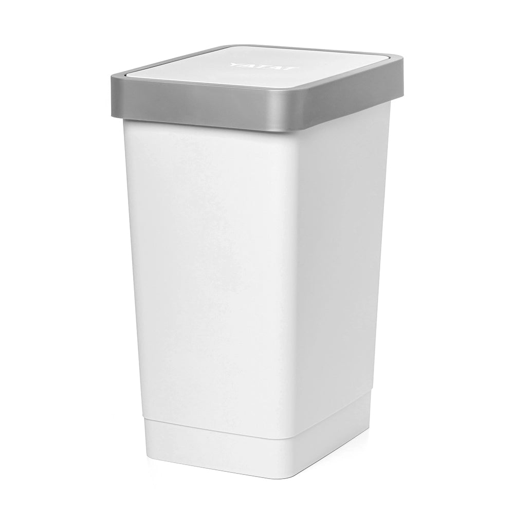 Pattumiera in plastica bianco 25 litri con coperchio grigio basculante