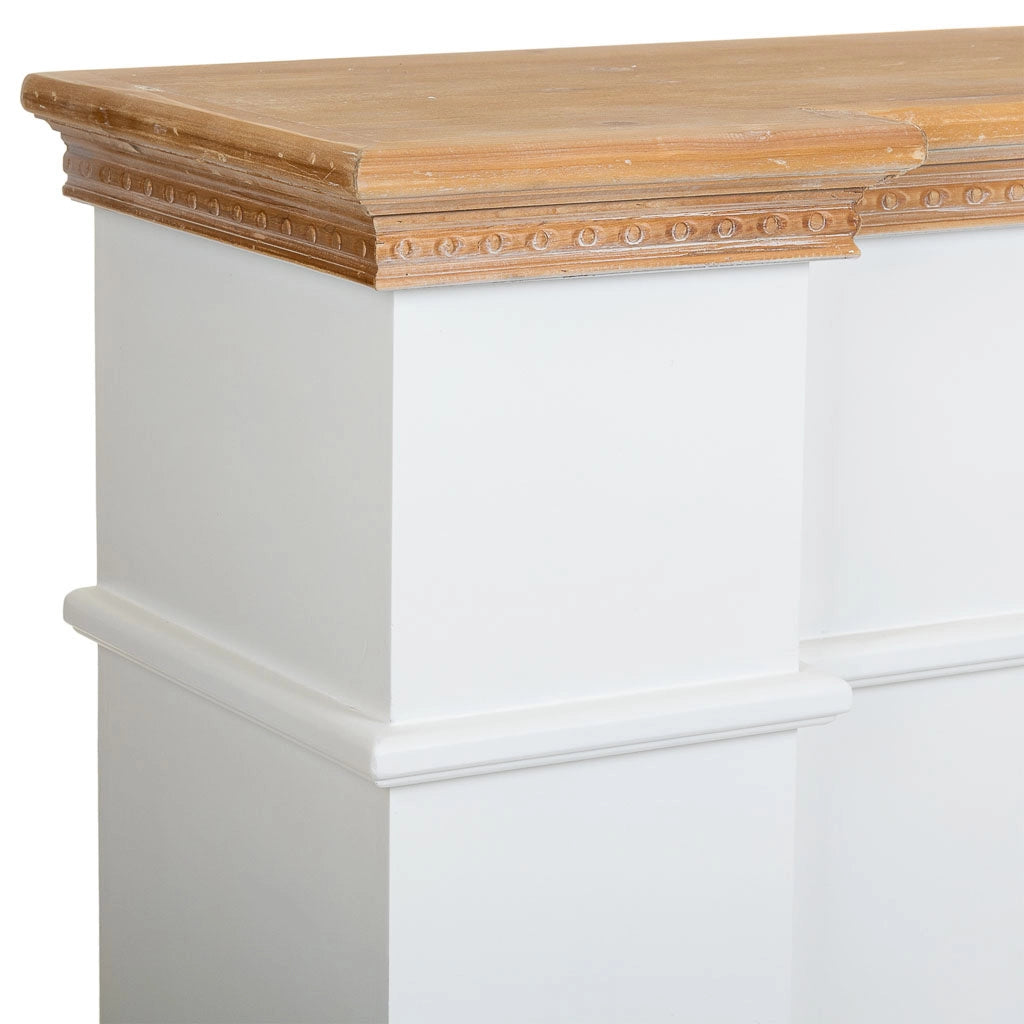 Cornice camino in legno bianco 125,5x29x101h