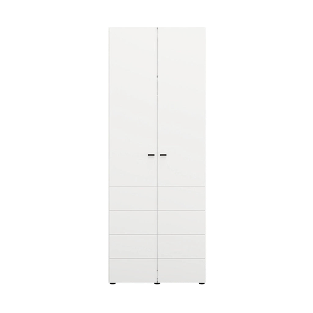 Armadio Camera da Letto Pomar, Guardaroba 2 Ante Appendiabiti, 79x208h cm Bianco Opaco