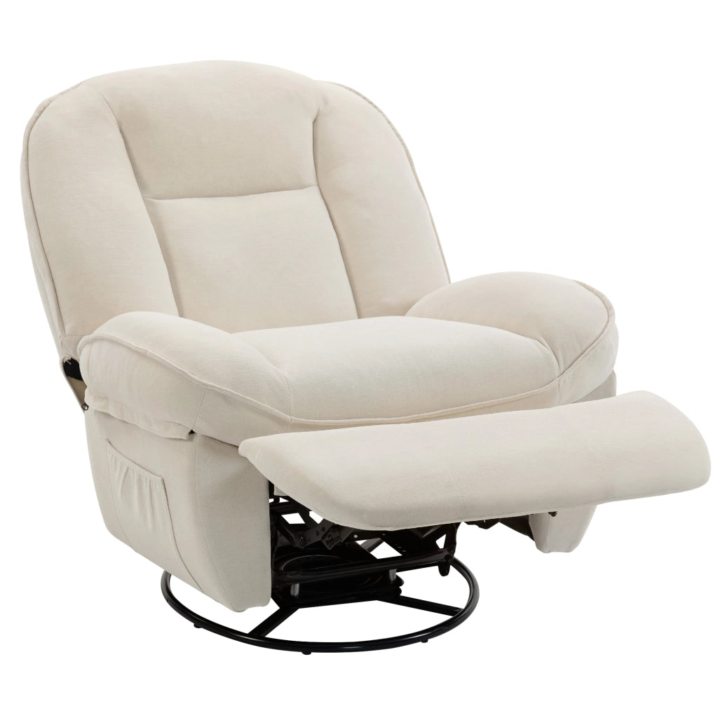Poltrona reclinabile girevole a 360¡ã in velluto ¨C zephmum ¨C crema