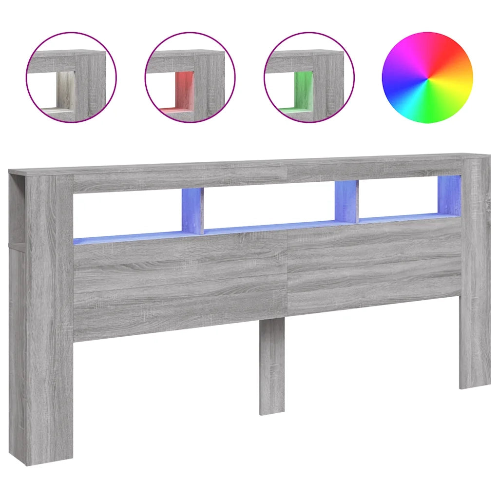 Testiera LED Grigio Sonoma 220x18,5x103,5 cm Legno Multistrato 837377