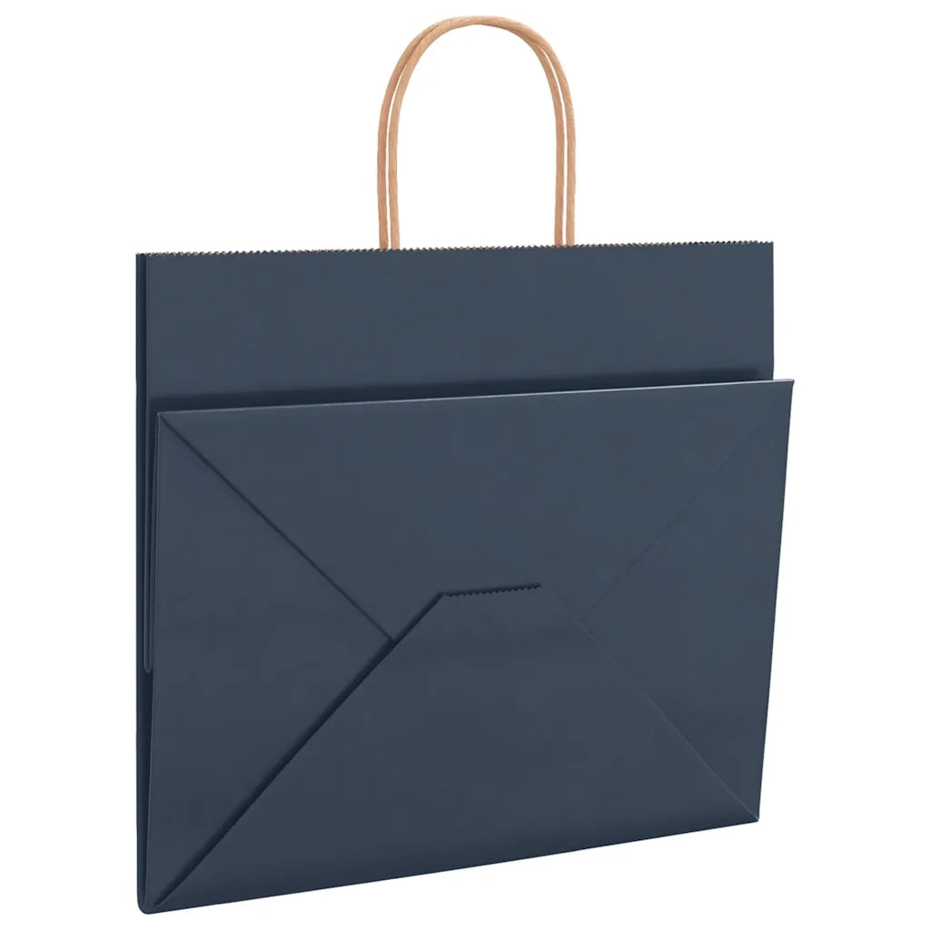 Sacchetti di Carta 250 pz con Manici Blu 32x22x28 cm 4101708