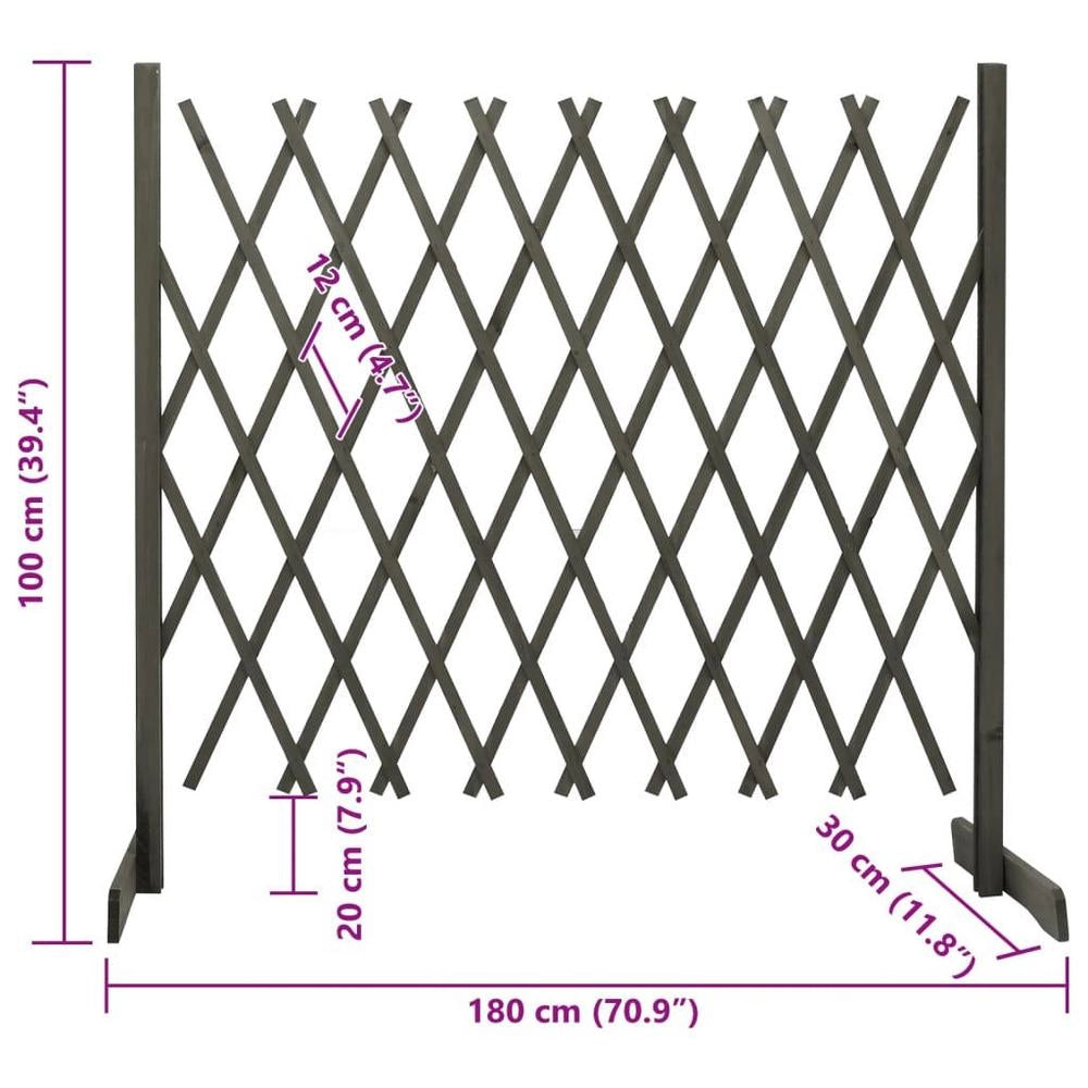Garden Trellis Fence, Grey, 180x100 Cm, Solid Fir Wood