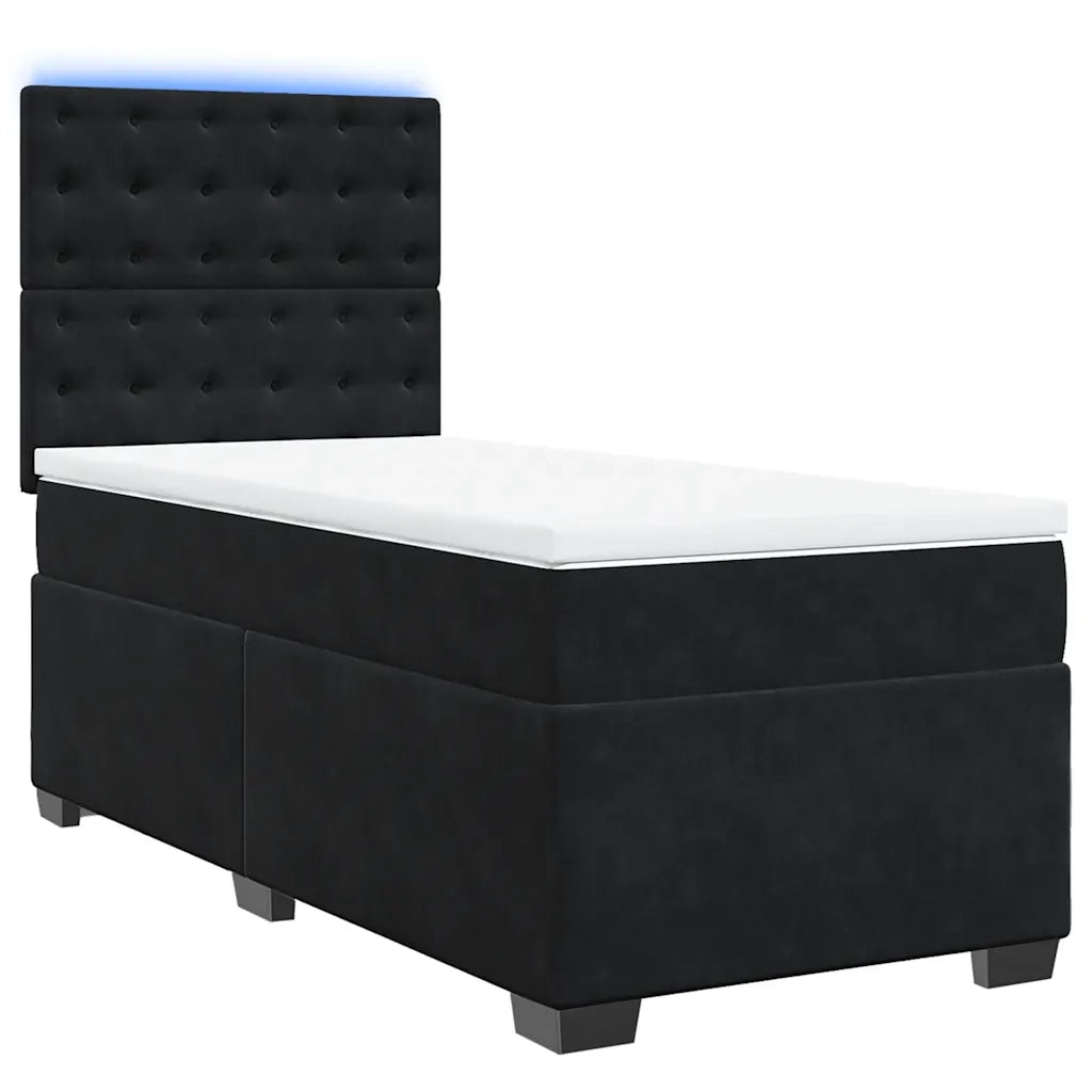vidaXL Giroletto a Molle con Materasso Nero 90x190 cm in Velluto