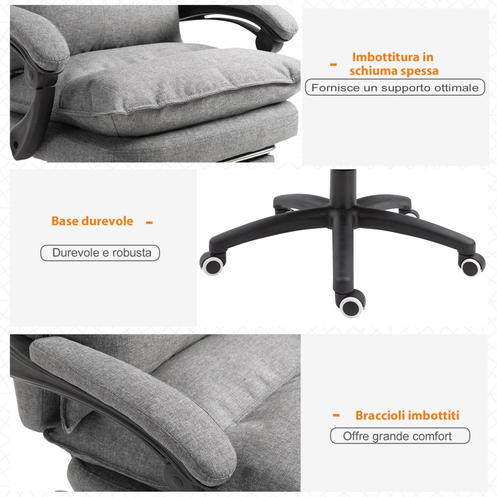 Sedia da Ufficio Imbottita con Massaggio ¨C Xylo ¨C Altezza Regolabile, Grigio, 70x62x120-130 cm