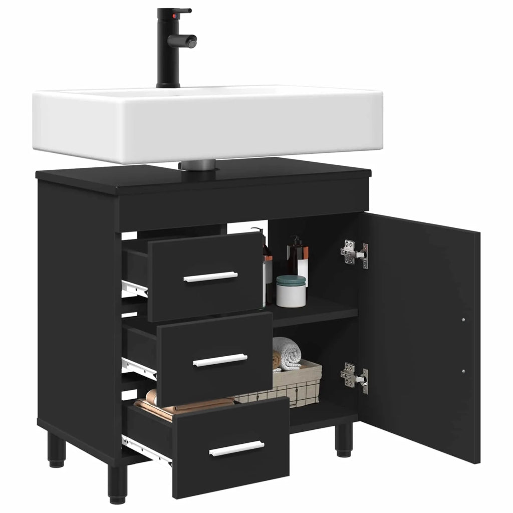 Mobile da bagno con lavabo con cassetto Nero 60 x 35 x 60 cm 889376
