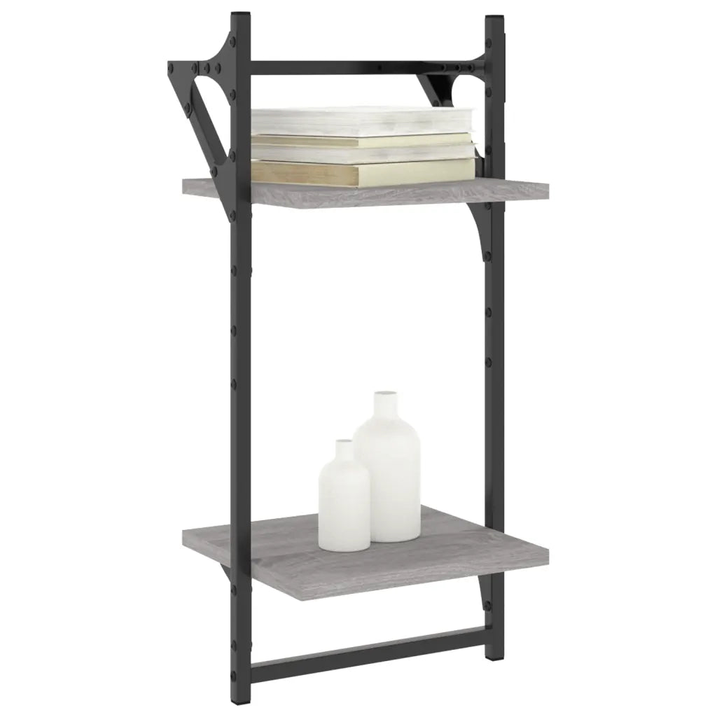 Mensole a Parete con Aste 2pz Grigio Sonoma 30x25x65 cmcod mxl 131537