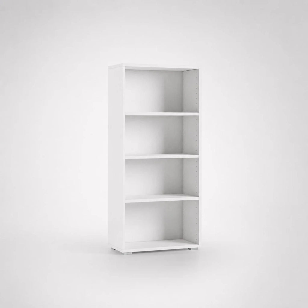 Libreria Bianca Salvaspazio con 3 Ripiani Regolabili | Scaffale Moderno Porta Libri e Raccoglitori | Mobile Libreria Verticale per Soggiorno, Ufficio e Studio 60x30x130 cm