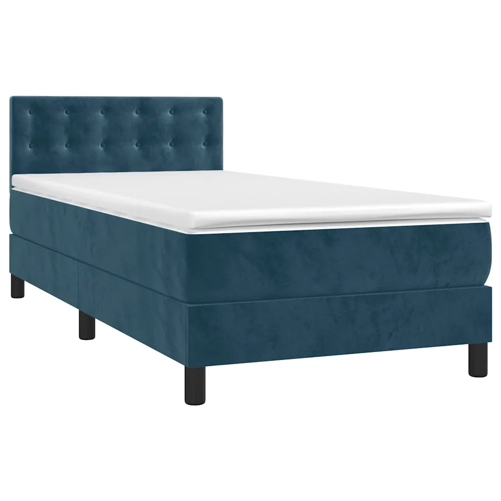 Giroletto a Molle con Materasso-Struttura Letto Blu Scuro 90x190 cm in Velluto 891083