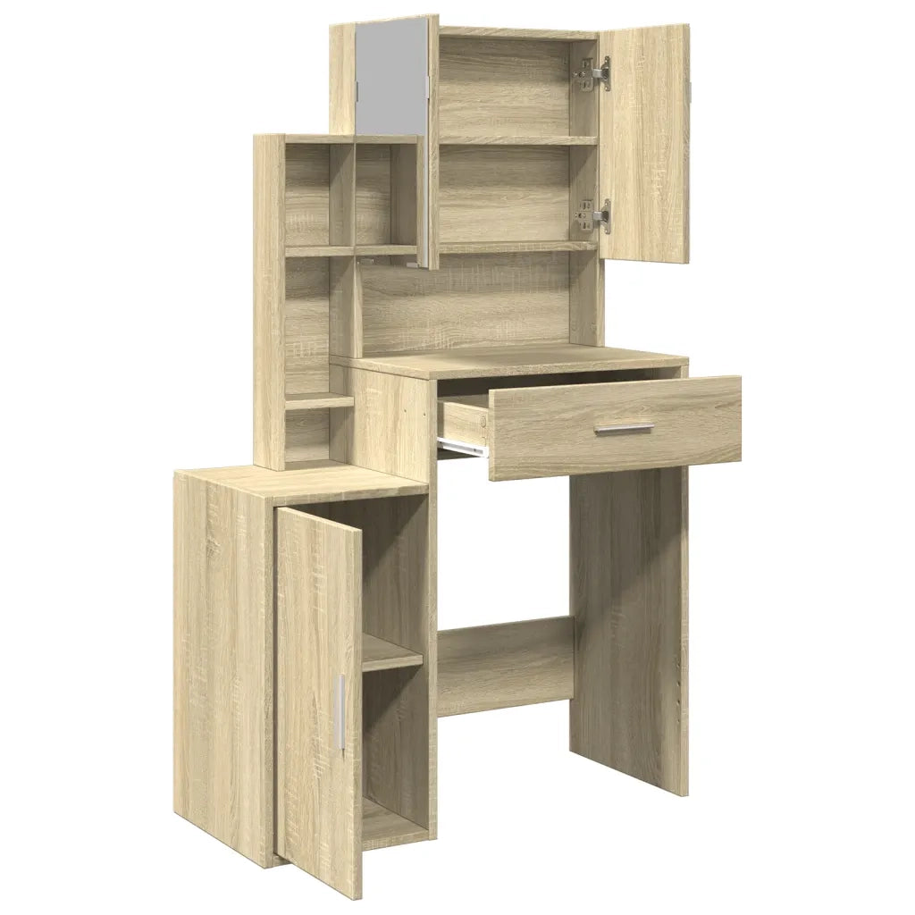 Toeletta | Tavolo da Trucco con Armadietto Rovere Sonoma 80x35x132 cm