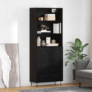 Credenza-Buffet-Armadio da cucina Rovere Nero 69,5 x 34 x 180 cm Legno multistrato 558837