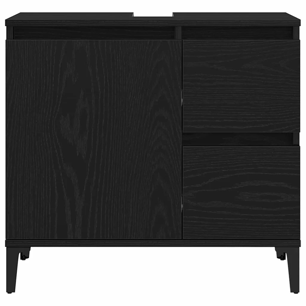 Set di mobili per il bagno Montaggio a parete 3 pcs Rovere Nero 3333087