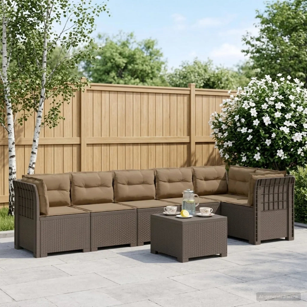 Divano da Giardino 6 Posti con Cuscini Aspetto Rattan PP 3444136