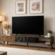 Gordon, Mobile Porta tv un Ripiano, 180x35x40h cm Marrone Noce