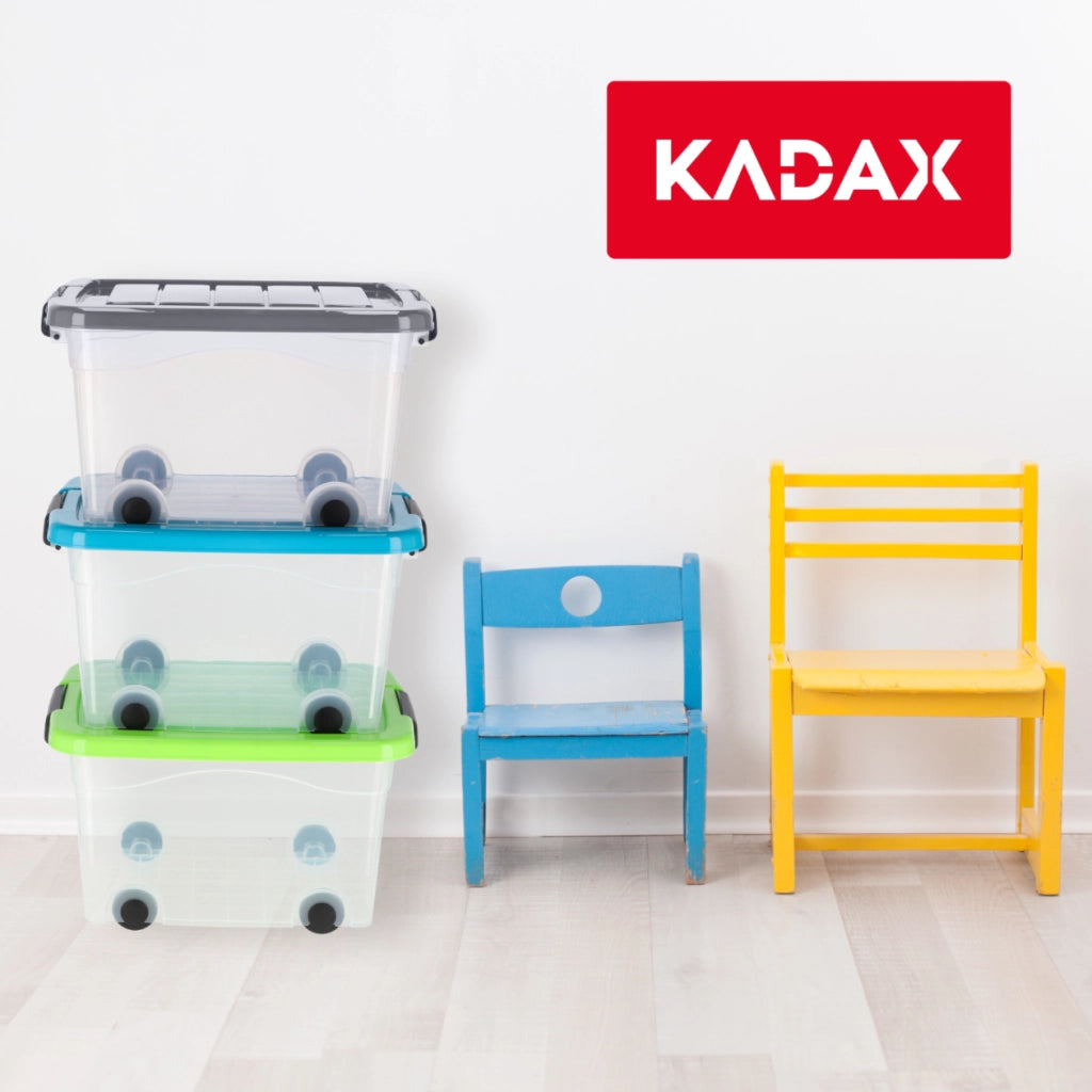 Contenitore per giocattoli KADAX, grande scatola con ruote, in plastica, grande 60 litri