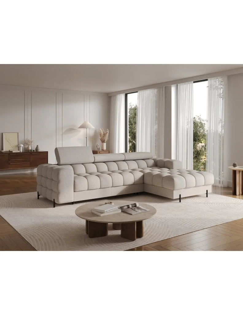Divano ad angolo destro convertibile Beige dallo stile contemporaneo 285x99x181cm FILTRO