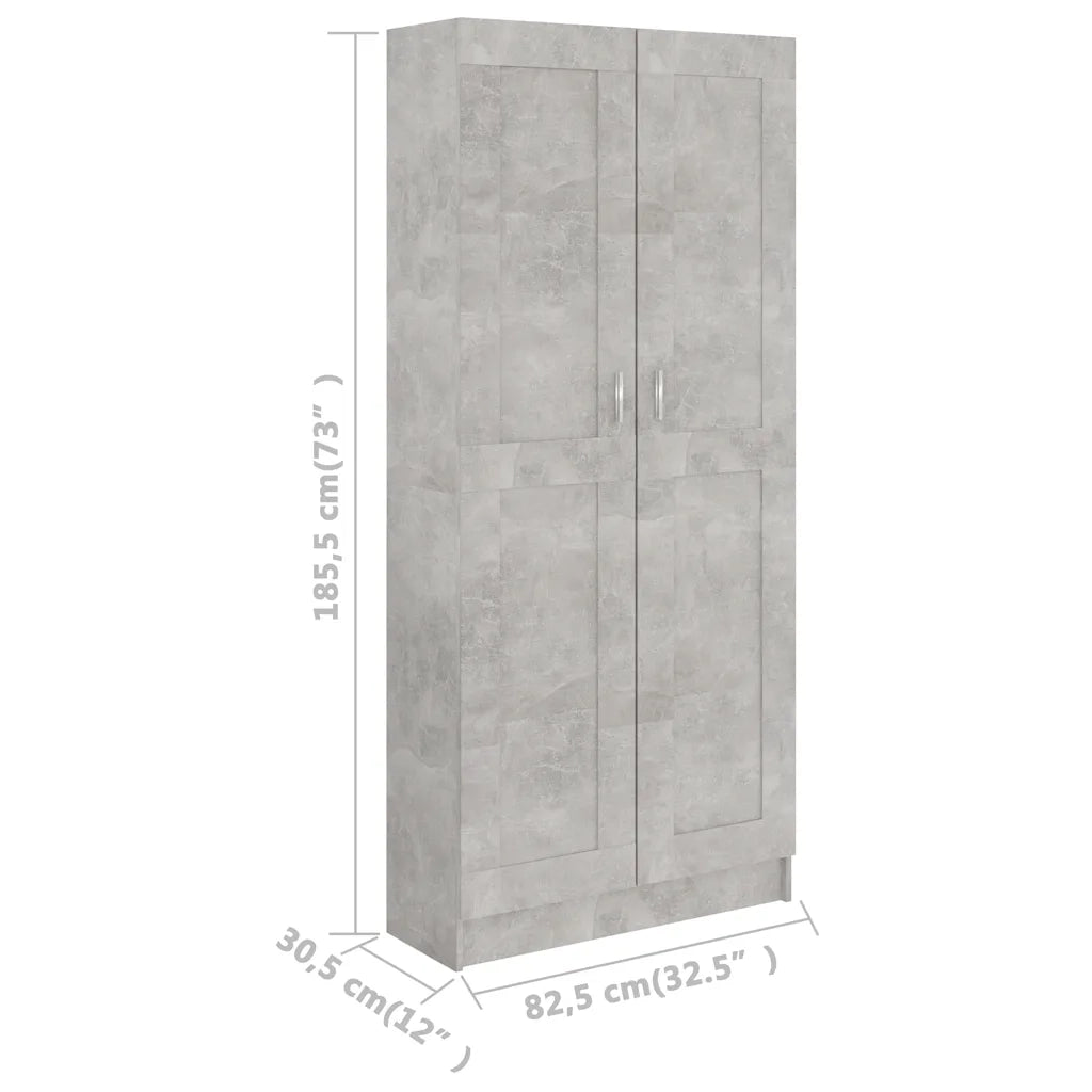 Libreria-Scaffale per Libri-Mobile di Stoccaggio Grigio Cemento 82,5x30,5x185,5 cm in Legno Multistrato
