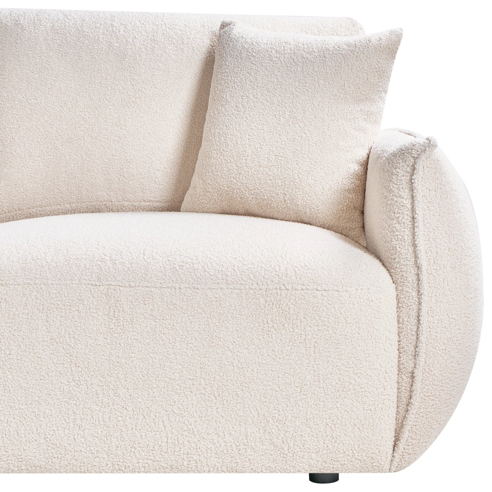 Divano angolare sinistro Bianco sporco Boucle Divano componibile a 5 posti con cuscini Soggiorno moderno