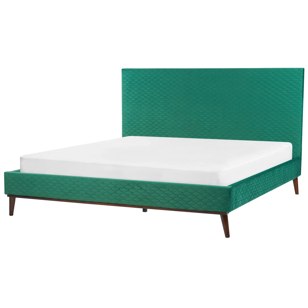 Letto 180 x 200 cm Tessuto verde Struttura imbottita a nido d'ape trapuntato