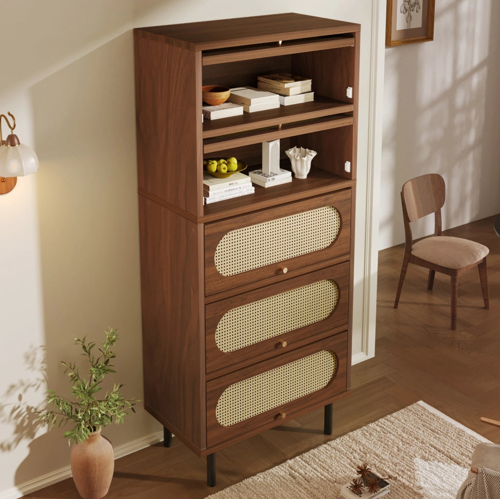 Mobile contenitore 80x40x163 cm noce in MDF con 5 ante a ribalta