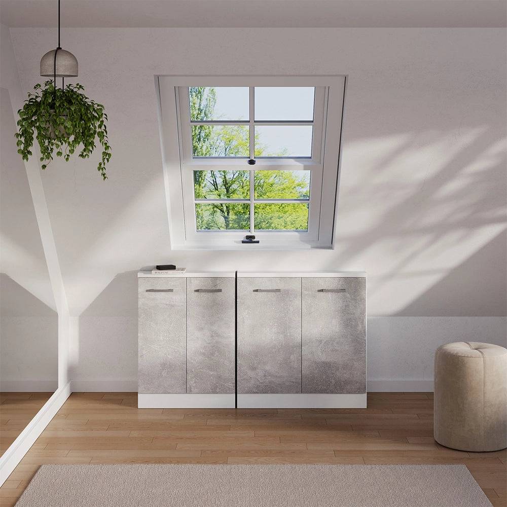 Mobile sottotetto Rion Calcestruzzo/Bianco con 2 porte Vicco