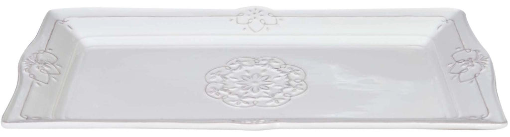 Biscottini Vassoio rettangolare in porcellana bianca Shabby L40,5xPR21,5xH3,2 cm