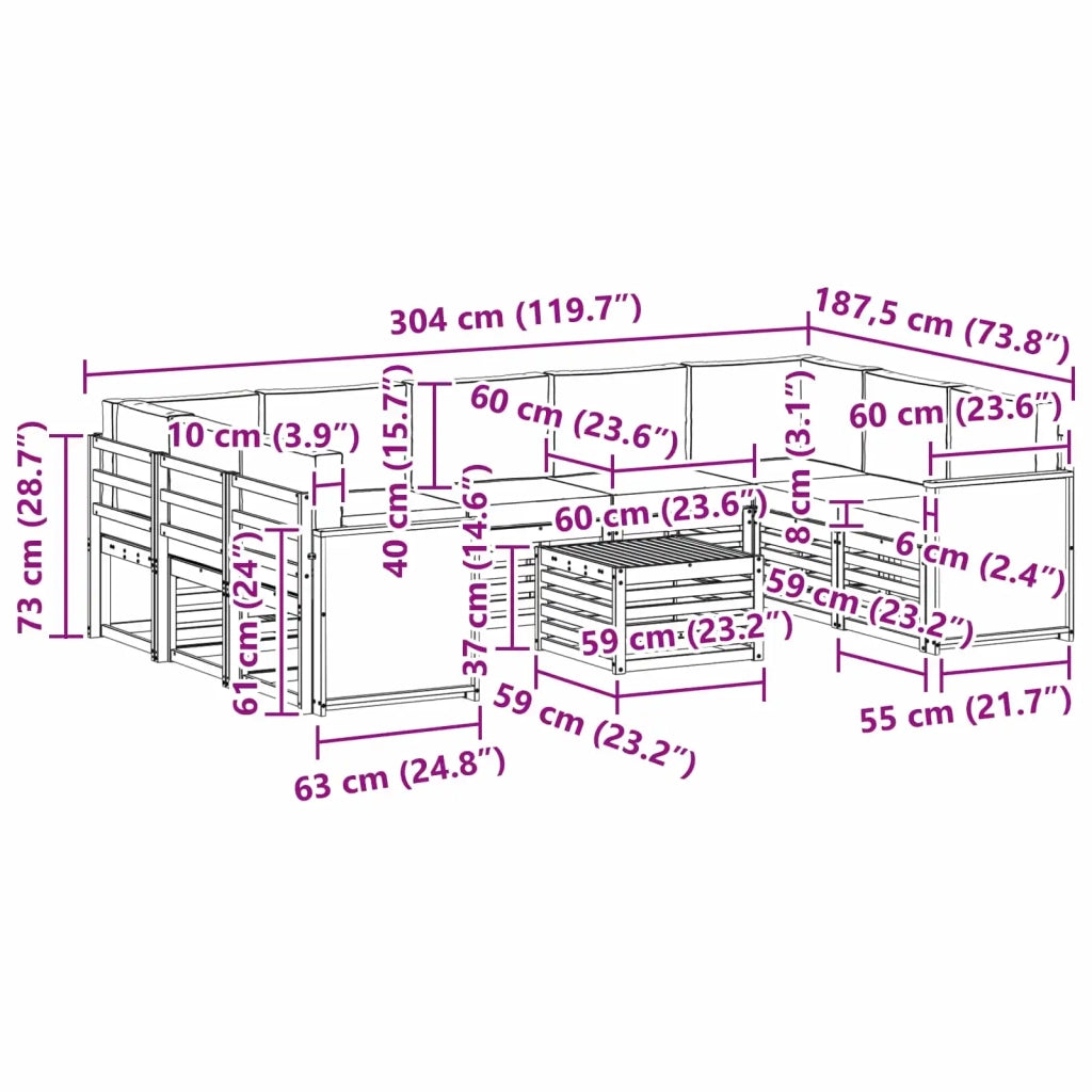 Set divani Legno di Acacia Massello 3384859