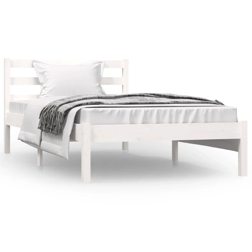 Giroletto-Struttura Letto Bianco in Legno Massello di Pino 90x190 cm Single 813529