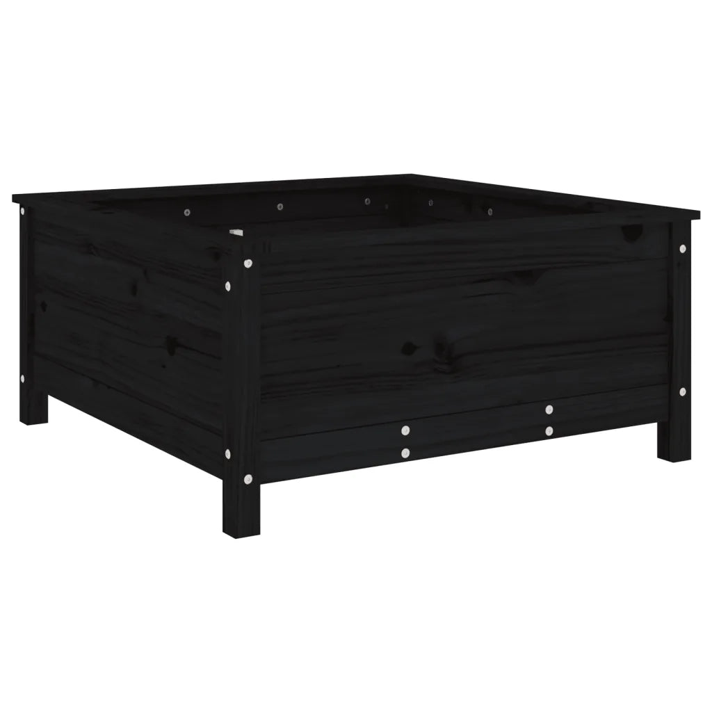 Fioriera da Giardino-Vaso da Esterno-Contenitore per Piante Nera 82,5x82,5x39cm Legno Massello di Pino