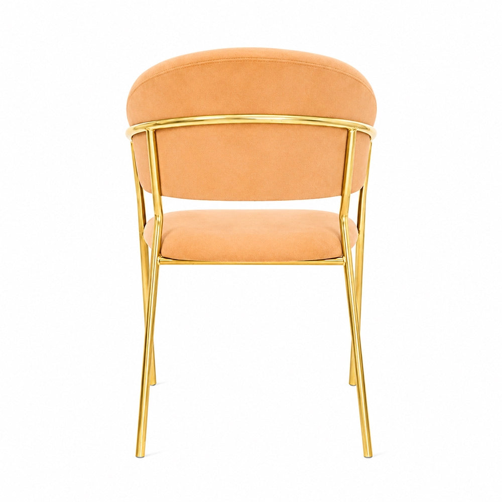 Sedie da sala da pranzo set da 2 Aurelia con schienale in velluto arancione