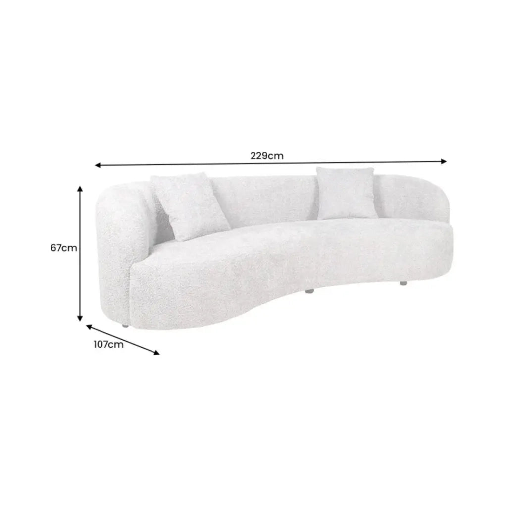 Divano destro SOREN grigio scuro – Divano di design in tessuto bouclé con forma arrotondata