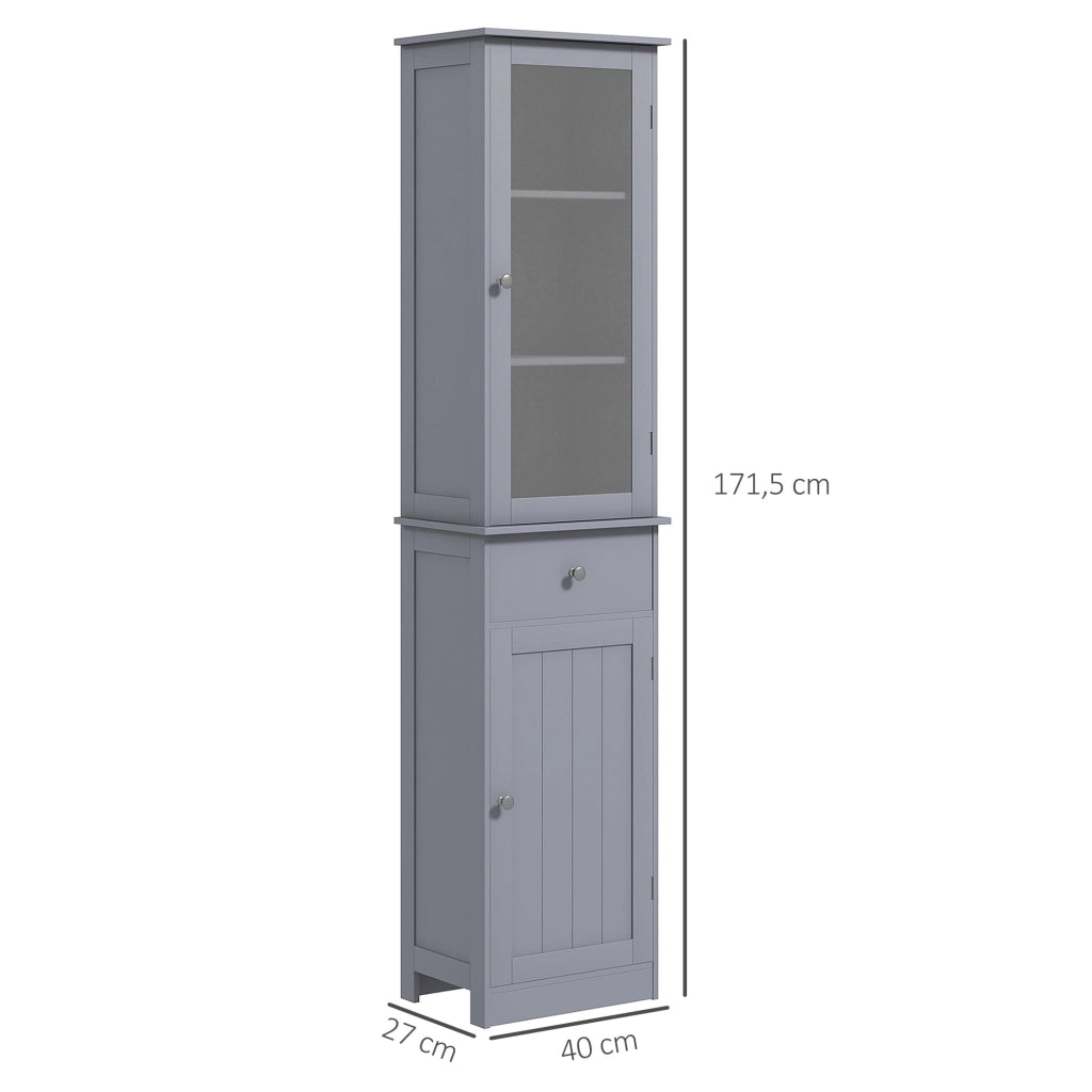 Mobile Colonna Bagno ¨C Xylo ¨C MDF Grigio con Anta e Cassetto