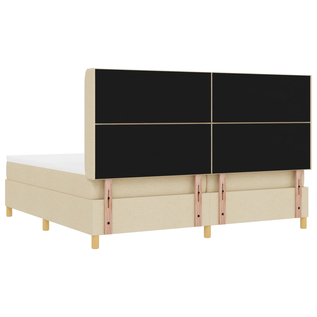 Letto con rete a doghe e materasso Crema 200x200 cm Tessuto