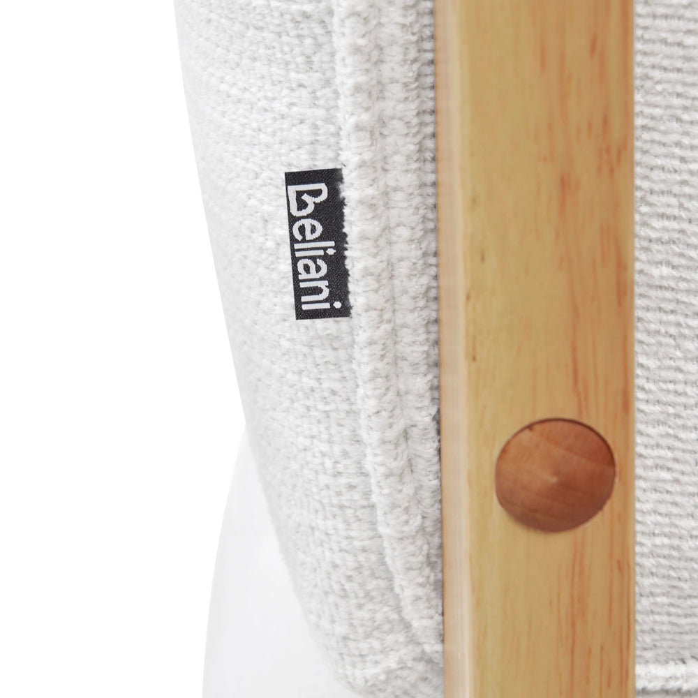 Poltrona Retro Senza Braccioli con Gambe in Legno Massello e Rivestimento in Tessuto Bianco Sporco in Stile Tradizionale per Soggiorno