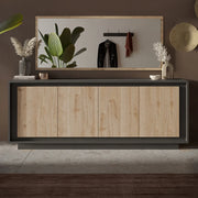 Madia 4 Ante Linea SKY L 207 Cm x H 80 Cm x P 50 Cm, realizzata in legno 100% MADE IN ITALY, design moderno per cucina, sala da pranzo, soggiorno colore Lava/Cadiz