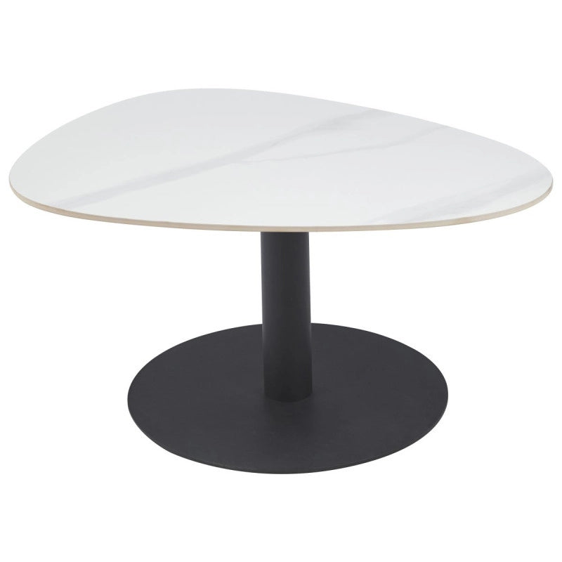 Tavolino Plectrum 80x60x40cm Bianco Marmorizzato E Base Nera