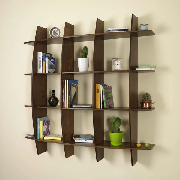 LIBRERIA MENSOLA SCAFFALE IN LEGNO MODELLO ARCO CON 4 RIPIANI FINITURA NOCE L.150  x P.30 x H.150 MADE IN ITALY ORIGINAL LEGNO ITALIA