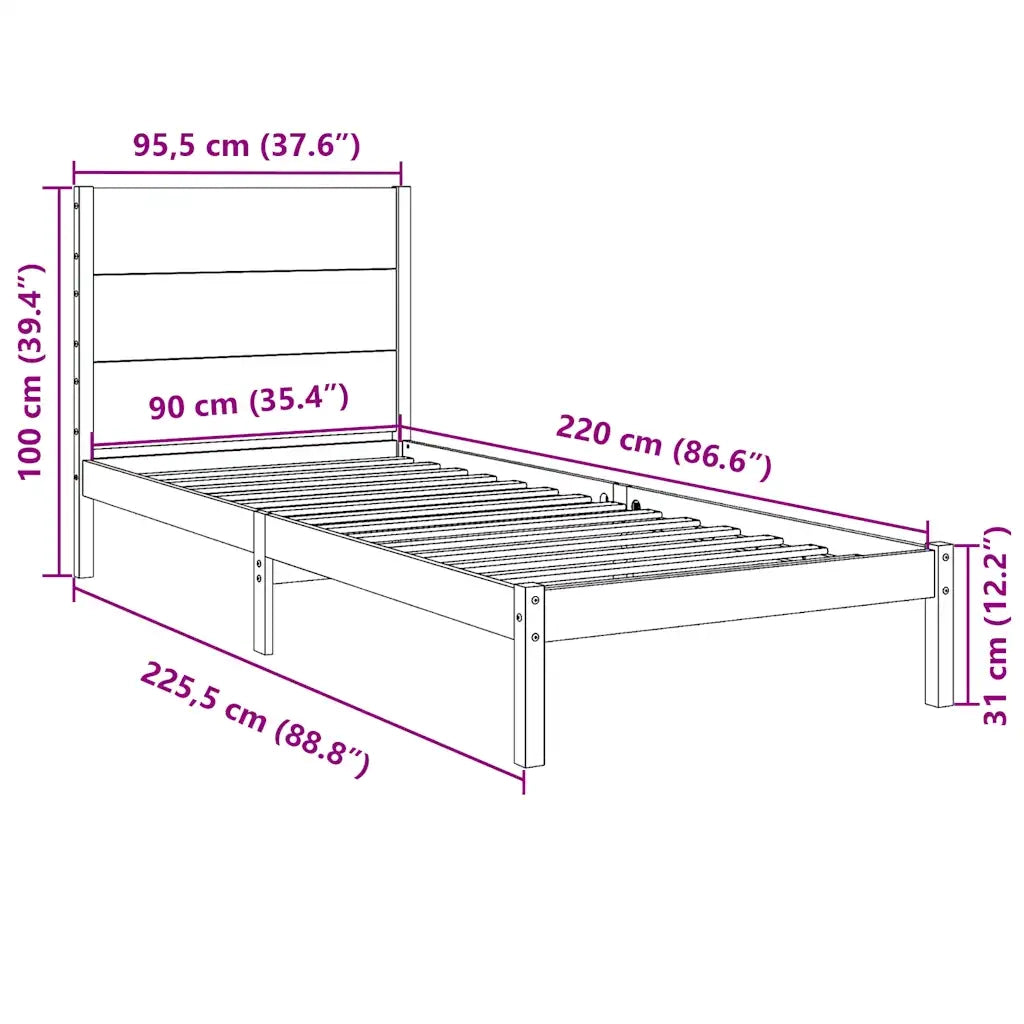 Giroletto Extra Lungo senza Materasso 90x220 cm Legno Massello