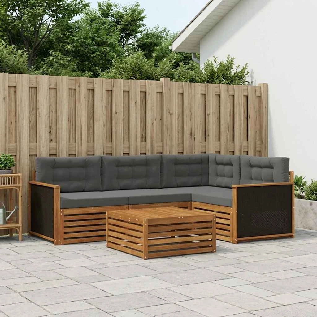 Set di divani da esterno 5 pz Naturale e Antracite Poliestere 3383315