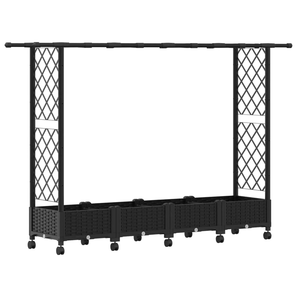 Letto Rialzato con Griglia e Tetto Nero 203 x 40 x 127 cm PP 3423157