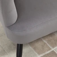Divano 2 Posti in Velluto con Gambe in Metallo e Schienale a Conchiglia, 132x66x80cm, Grigio
