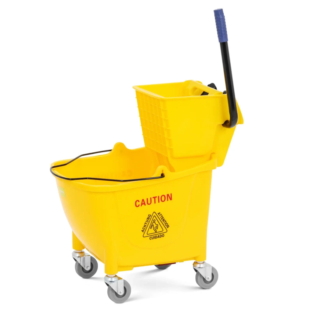 Secchio strizzatore professionale in plastica gialla da 32 litri con ruote 14_0009916
