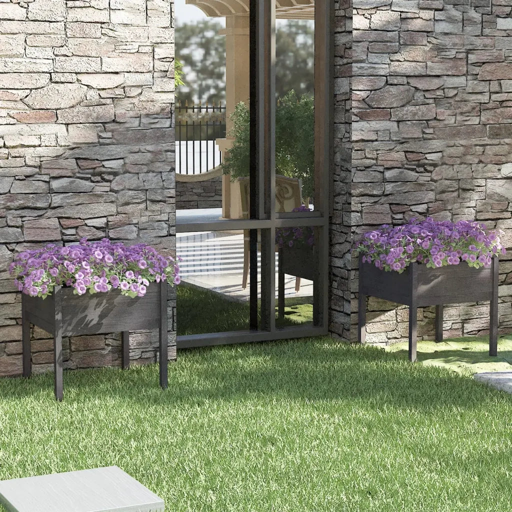 Fioriere da Giardino 2 pz Grigie 70x70x70 cm in Legno di Pino 810814