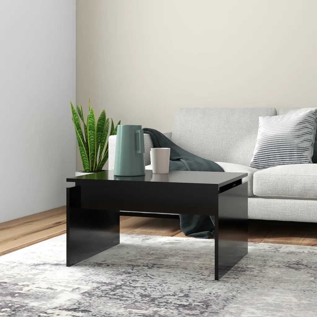 Tavolino da Salotto Nero 68x50x38 cm Legno Multistrato 808333