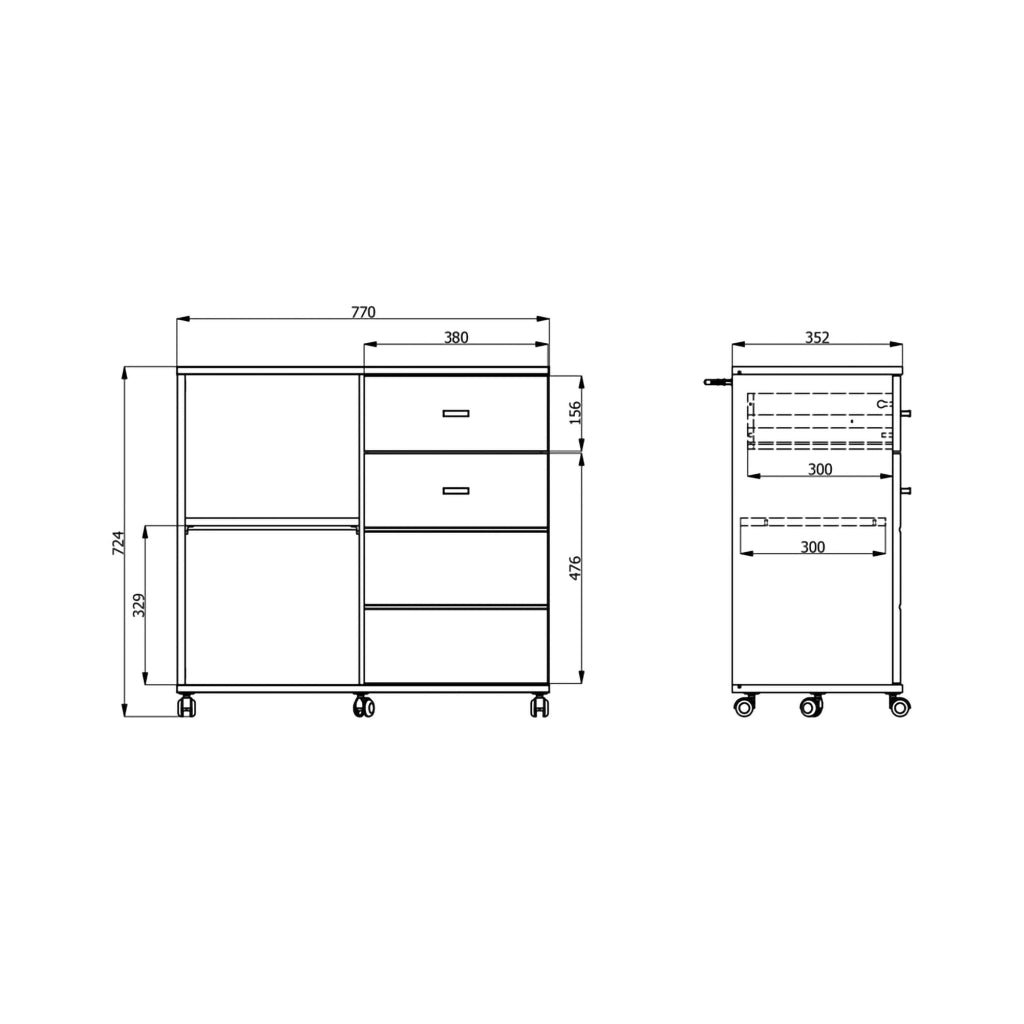 Madia Majuli, Credenza 2 Ripiani, 77x35x72h cm Bianco