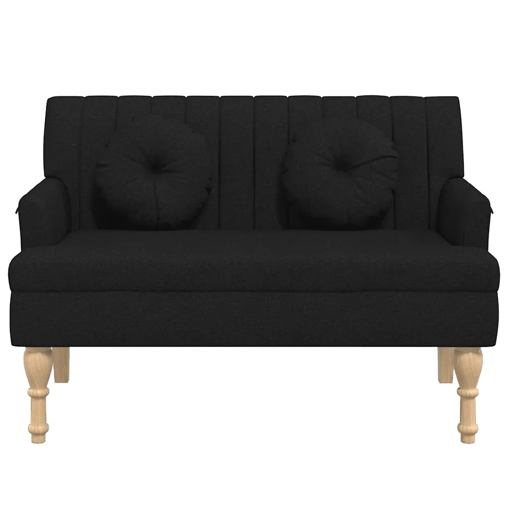 Panca con Cuscini Nera 113x64,5x75,5 cm in Tessuto