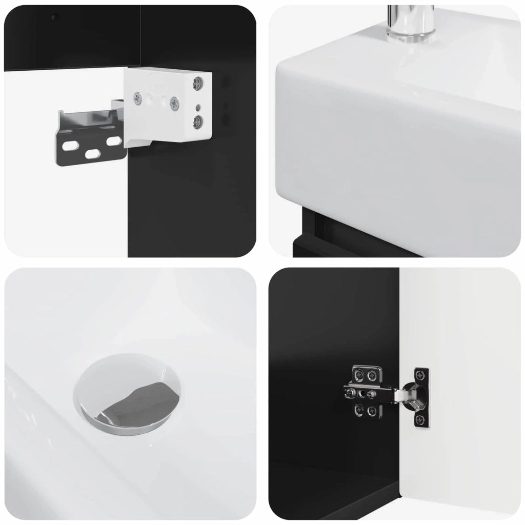 Mobile bagno con rubinetto Nero 45,5 x 22,5 x 84 cm 889462
