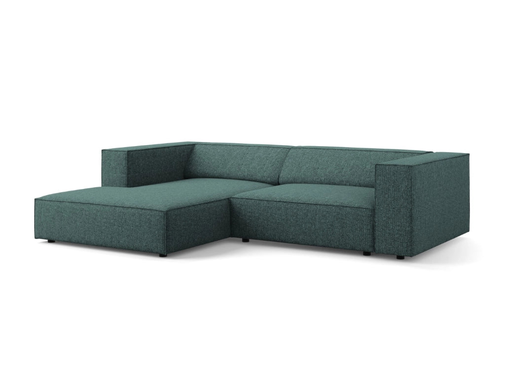 Cosmopolitan Design - Divano angolare sinistro "Arendal" 3 posti in ciniglia petrolio 